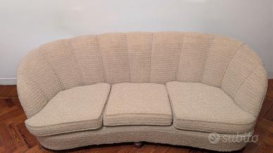 Divano banana + 2 poltrone anni 50 in lana bouclé