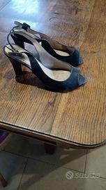 Sandali Eleganti Scamosciati Neri con Tacco 8cm -