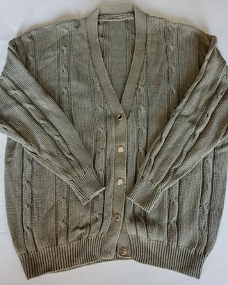 Cardigan cotone verde oliva donna tg.XL