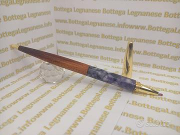 Penna sfera Wood And Blue Skay Celluloid Ballpoint