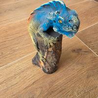 Iguana blu legno africano vintage