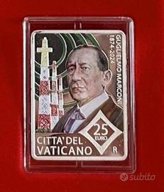 Moneta 25€ Marconi Annivrer. Vaticano argento 2024