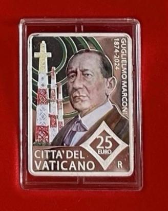 Moneta 25€ Marconi Annivrer. Vaticano argento 2024