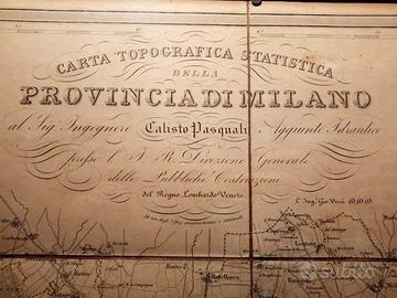 Carta antica stampa Provincia Milano 1843