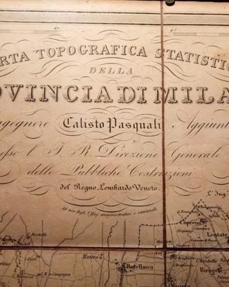 Carta antica stampa Provincia Milano 1843