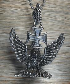 Ciondolo aquila in acciaio con catenina