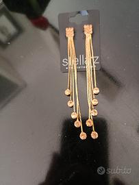 Orecchini acciaio inox pendenti colore oro rosa 