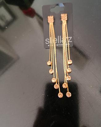 Orecchini acciaio inox pendenti colore oro rosa 