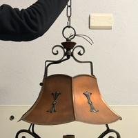 Lampadario in rame e ferro battuto