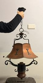 Lampadario in rame e ferro battuto