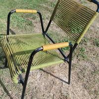 coppia sedie  vintage da bar in corda plastica