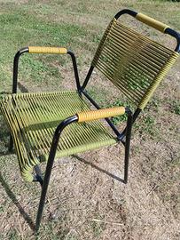 coppia sedie  vintage da bar in corda plastica