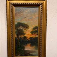 Dipinto olio su tela IL TRAMONTO scuola Italiana 