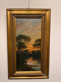 Dipinto olio su tela IL TRAMONTO scuola Italiana 