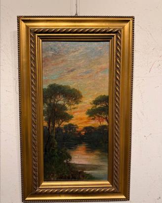 Dipinto olio su tela IL TRAMONTO scuola Italiana 