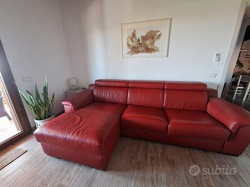 Poltronesofà rosso vera pelle