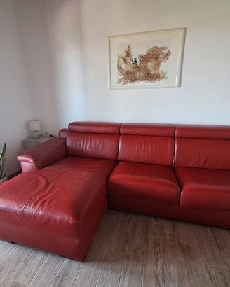 Poltronesofà rosso vera pelle