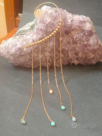 mono orecchino ear cuff cristalli,acciaio,rame