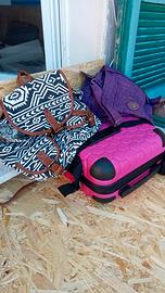 Beauty Case Rigido + Zaino Etnico + Tracolla Viola