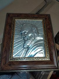 quadro in argento padre Pio 