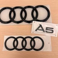 Set loghi Audi neri lucidi + badge A5 (nuovi)