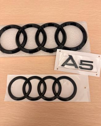 Set loghi Audi neri lucidi + badge A5 (nuovi)