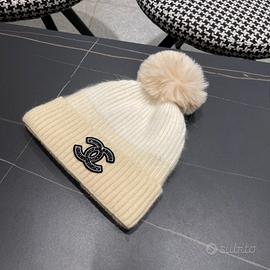 Berretto lavorato a maglia in lana CHANEL bianco c