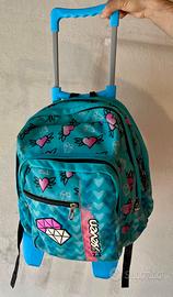 Zaino Seven per scuola più carrellino azzurro