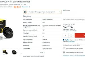 2x RIDEX PLUS 654W0005P Kit cuscinetto ruota