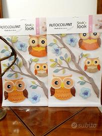 adesivi murali 3d serie gufi 