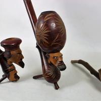 3 pipe etniche intagliate in legno