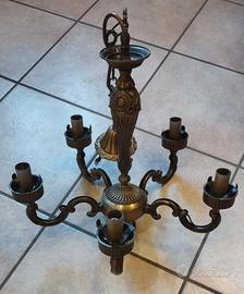 Lampadario In Bronzo A 5 Bracci