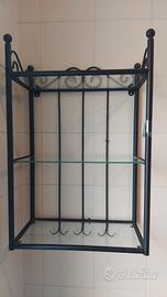 Set bagno metallo e vetro + specchio