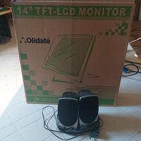 Monitor PC LCD olidata 14 e coppia casse 