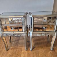 Set 2 comodini specchiati argento stile classico