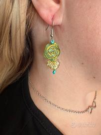 Orecchini verdi e oro handmade