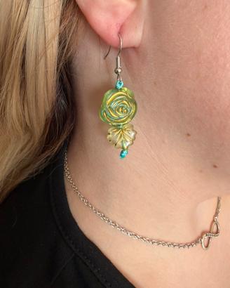 Orecchini verdi e oro handmade