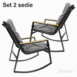 Set 2 sedia a dondolo da esterno poltrona giardino