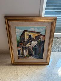Quadro olio su tela con cornice in legno