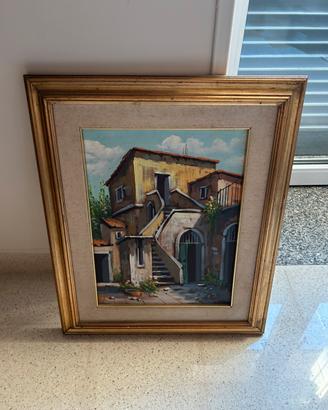 Quadro olio su tela con cornice in legno