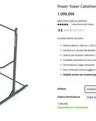 Power Tower Calisthenics Autoportante S60 Outdoor