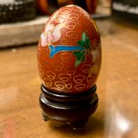 Uovo cloisonné vintage cinese base legno – 3,5 cm