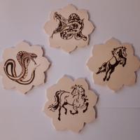 4 Sottobicchieri in legno 