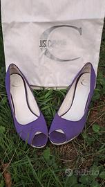 Just Cavalli décolleté viola peep toe con plateau 