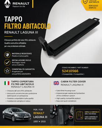 Tappo Filtro Abitacolo Renault Laguna 3 52410566