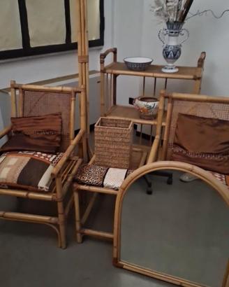 Set arredamento in vimini per esterni.