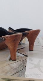 Zoccoli  vintage in  vero legno tacchi 40