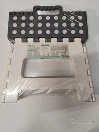 Sgabello pieghevole bianco e grigio 22x29x22 cm