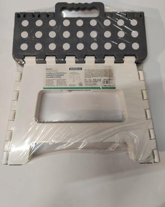 Sgabello pieghevole bianco e grigio 22x29x22 cm