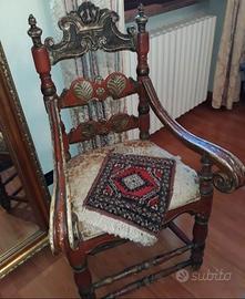 Sedia in legno dipinto a mano spagnola del 900